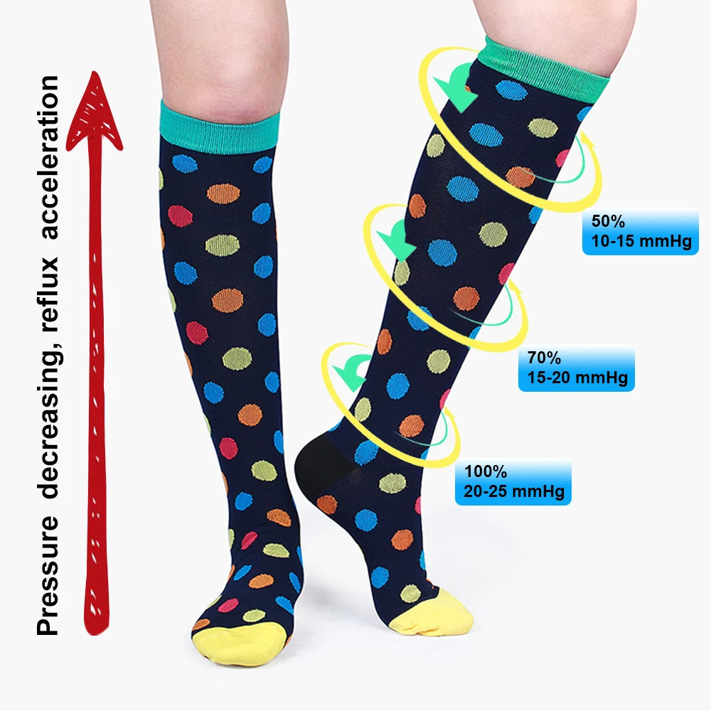 Compression Stockings Cycling Socks for Man Nature Hiking Diabetes Outdoor for Varicose Veins and Veins Running Marathon Sports