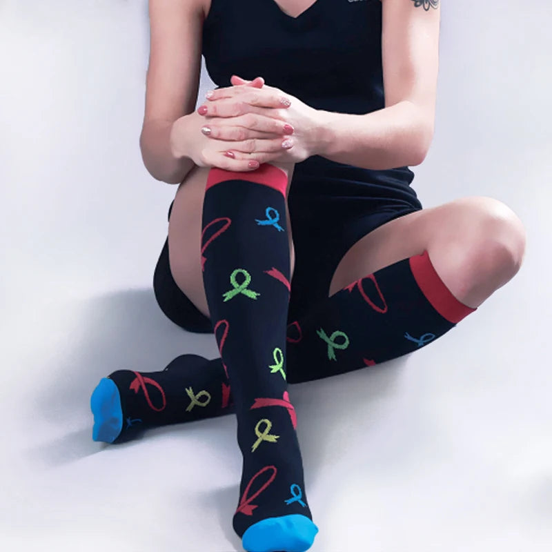 Compression Stockings Cycling Socks for Man Nature Hiking Diabetes Outdoor for Varicose Veins and Veins Running Marathon Sports