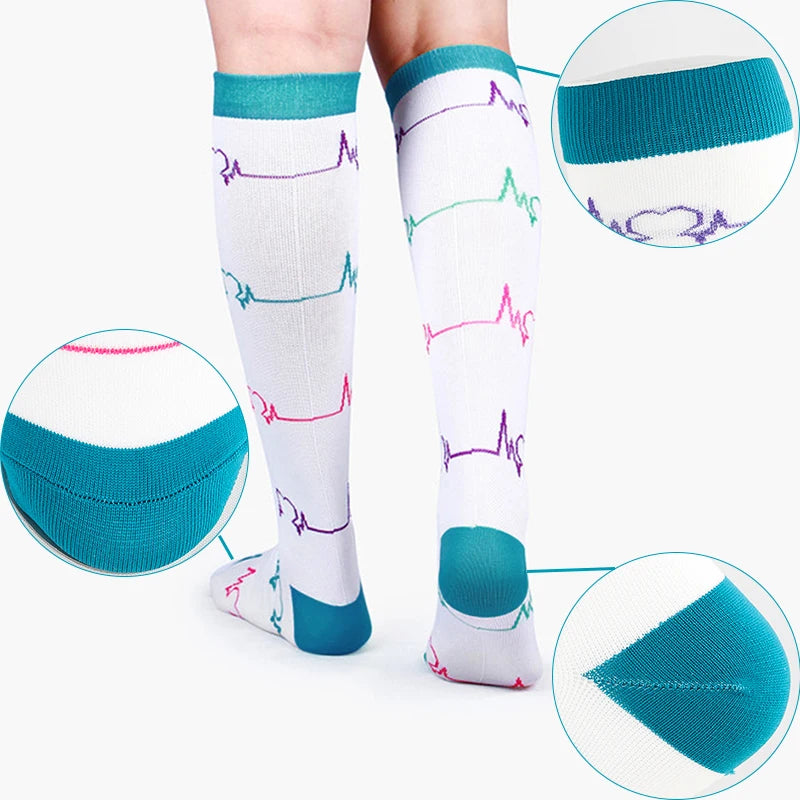 Compression Stockings Cycling Socks for Man Nature Hiking Diabetes Outdoor for Varicose Veins and Veins Running Marathon Sports