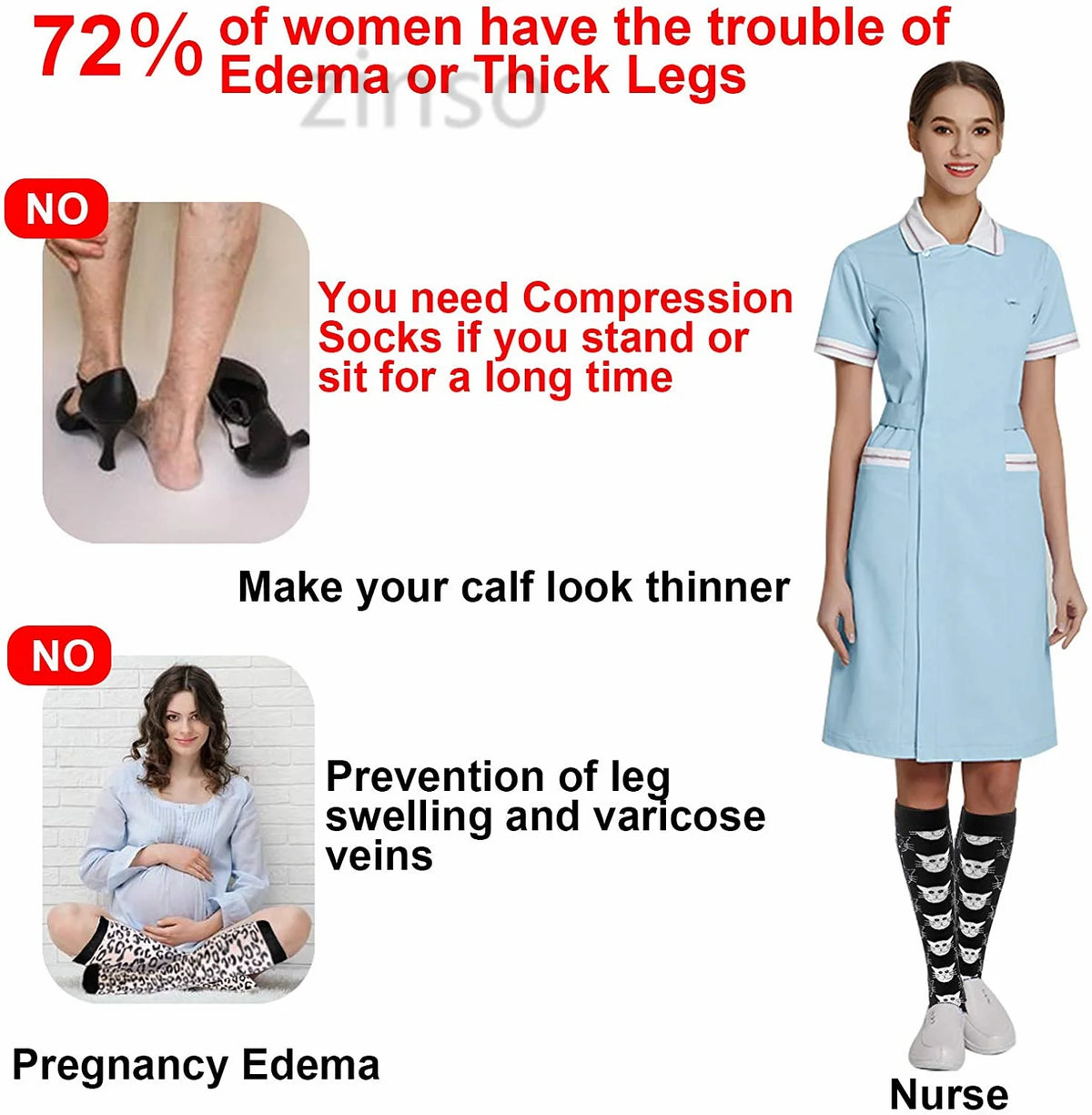 Compression Stocking Women Pregnant Edema Socks 30 Mmhg for Diabetes Varicose Veins Marathon Running Sports Compression Socks