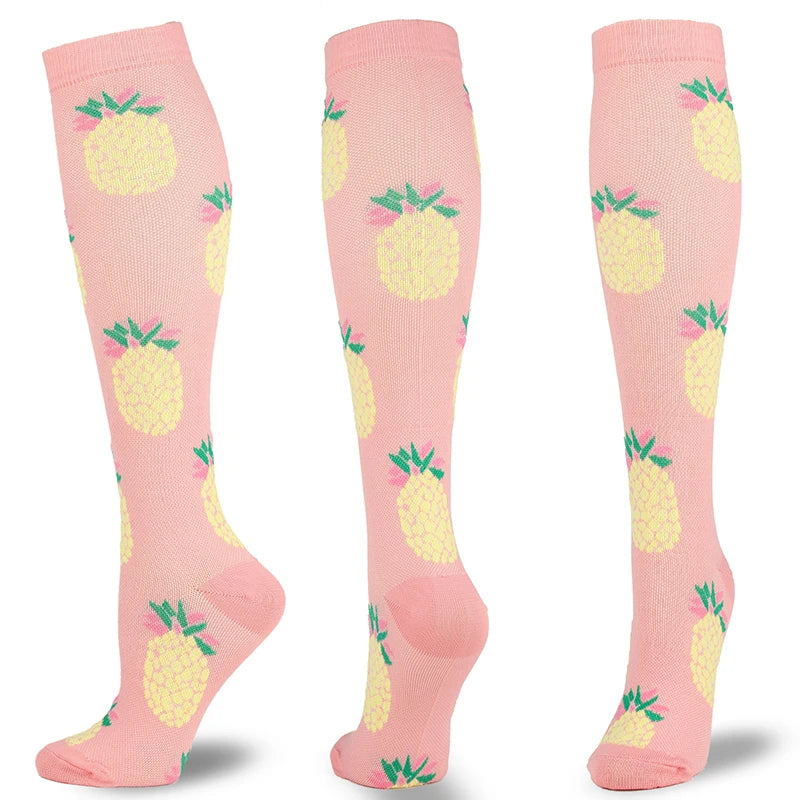 Compression Stockings Outdoor Varicose Veins Men's Women's Socks Diabetes Basketball Bicycle Sock Printed Sports Natural Walking