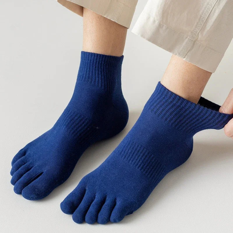 Men's Five Finger Ankle Sport Socks Cotton Breathable Mesh No Show Socks with Toes Fashion Sweat-absorbing High Quality Sokken