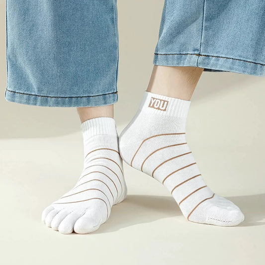 Fashion Cotton Five Finger Socks Mens Sports Breathable Cotton Comfortable Shaping Anti Friction Bright Color Socks With Toes