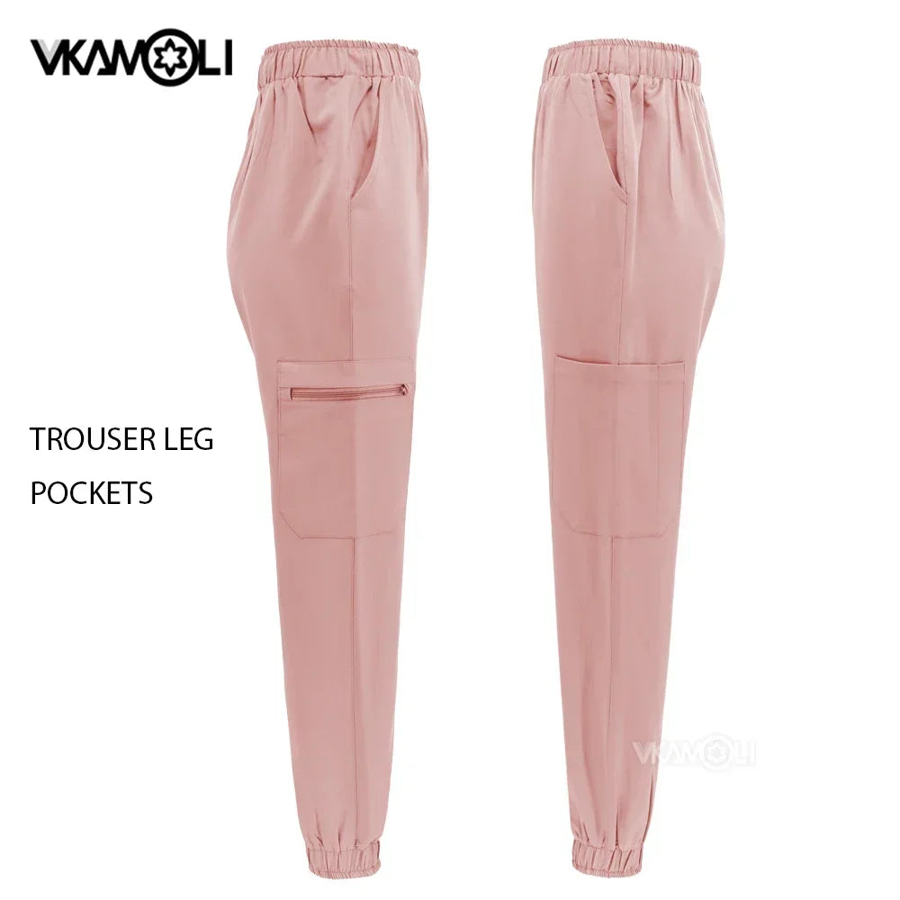 men and women Solid color Scrubs Jogger Pants Stretch Medical Dental Clinic elasticity Vet working Scrubs Bottoms XS-XXL