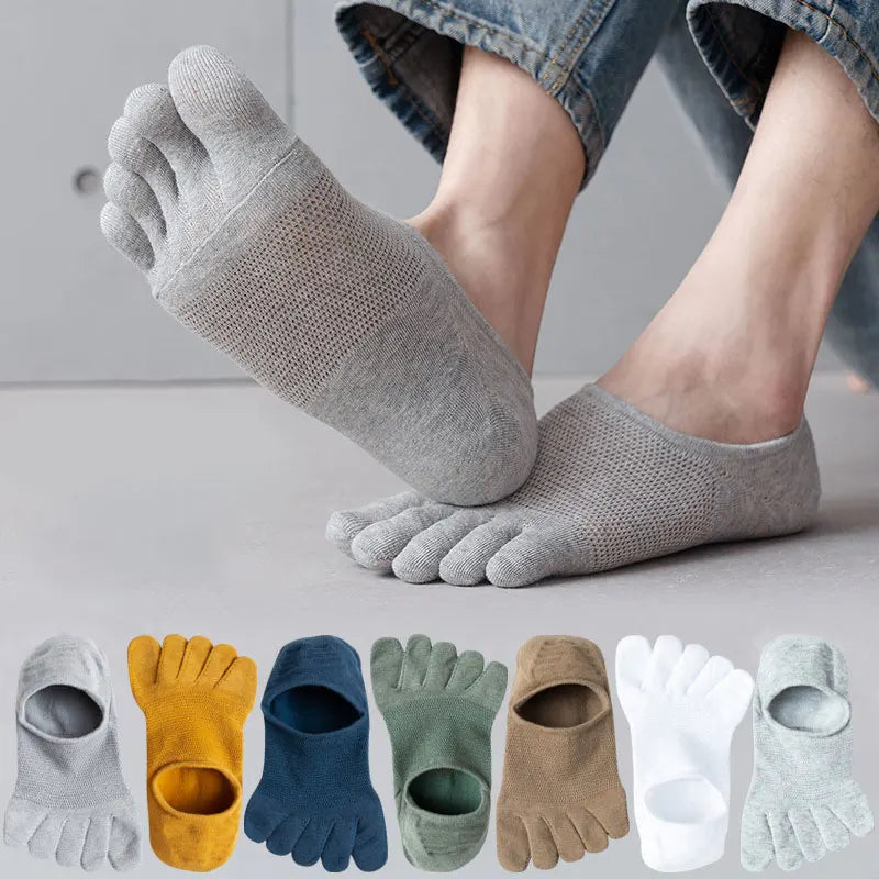 Ankle Short Socks Men Women Five Finger Socks Breathable Slipper Toe Socks Mesh Hollow No Show Socks Sweat-absorbing Boat Sock