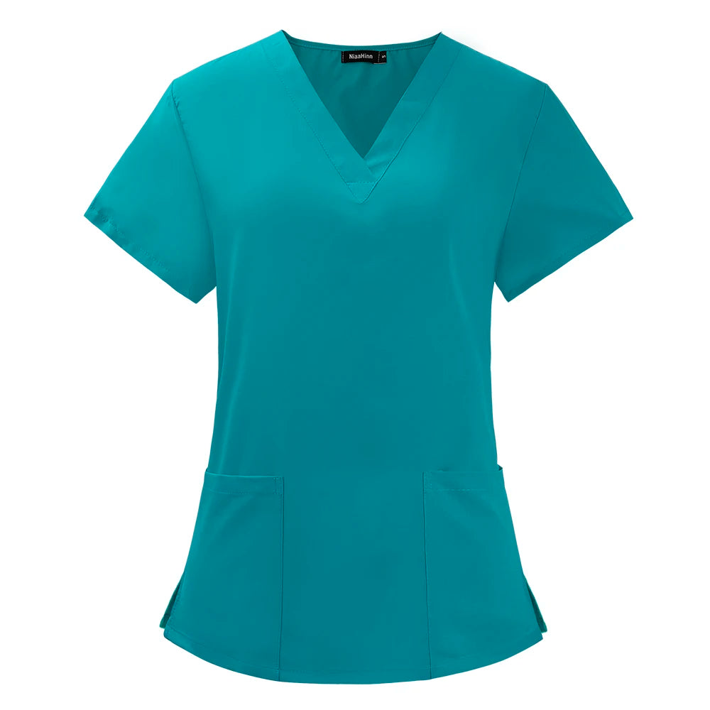 Beauty Salon Uniform Elastic Breathable Spandex Nurse Accessories Fashion Slim Fit Tops Summer Lab Overalls Scrub Clothes Women