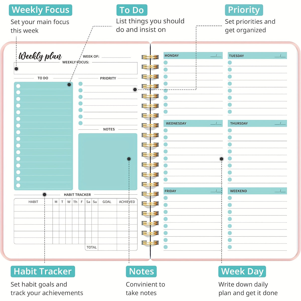 Undated Weekly Planner